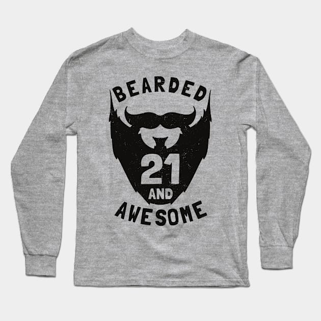 21st Birthday Gift Bearded 21 And Awesome Long Sleeve T-Shirt by Havous